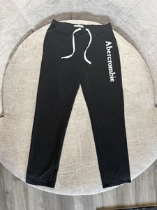 Pantalones deportivos Abercrombie & Fitch grandes negros con cordón logotipo - Imagen 1 de 7