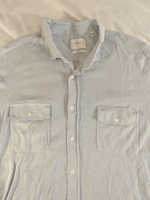 Billy Reid Men Button Down Short Sleeve Shirt Light Blue Sz XL Cotton Hemp - Image 1 of 4