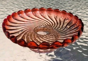 VTG Baccarat Rose Tiente Bambous Swirl Pedestal Tray SIGNED 1860-1900 France - Picture 1 of 5