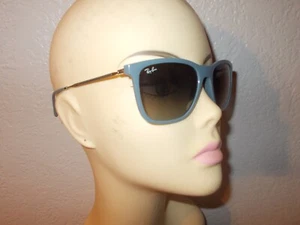 Ray Ban RB 4344 6536/71 Gray Silver Frame Blue Glass Lenses Sunglasses - Picture 1 of 9