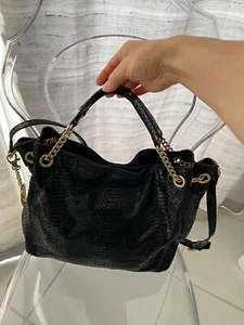 michael kors handbag hobo black python print - Picture 1 of 13