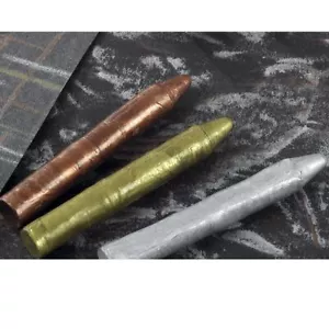 Metallic Wax Crayons Gold Silver Bronze Rubbings Pencil Crayon Shiny Pack of 12 - Picture 1 of 1