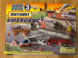 1996 MATCHBOX ACTION SYSTEM 3 EMERGENCY PACK 10 PIECE PLAYSET #50711-3 NRFP - Picture 1 of 12