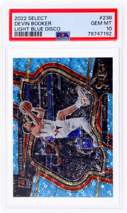 2022 Panini Select #238 Devin Booker Courtside Light Blue Disco Prizm /99 PSA 10
