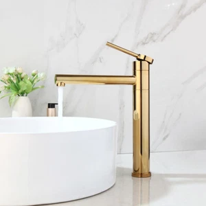 Bathroom Basin Sink Gold Faucet Single Handle/Lever Waterfall Mixer Brass Taps - Bild 1 von 9
