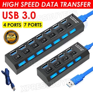 4/7 Ports USB 3.0 HUB Powered + High Speed Splitter Extender PC AC Cable Adapter - Picture 1 of 19