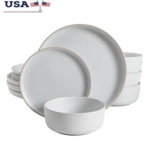 Set di stoviglie in gres 12 pezzi microonde lavabile in lavastoviglie Dining Essentials US - Foto 1 di 10