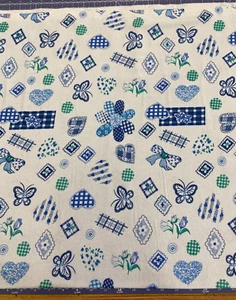 Richlin ~100% Cotton Flannel ~ Floral Butterfly Blue on Blue  ~ per half yard - Picture 1 of 1