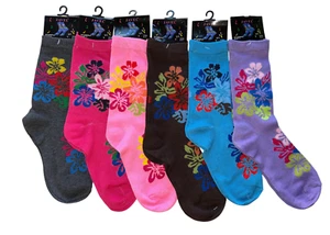 6 Paar Crew-Damensocken Blumenmuster lustiges Muster Neuheit Freizeit bunt - Bild 1 von 1