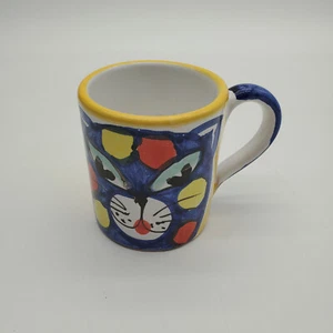 Bellina Italy Hand Painted Ceramic Cat Mug - Picture 1 of 7