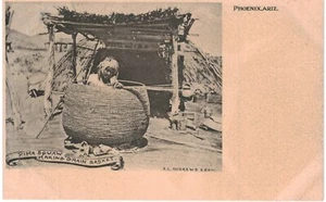 Phoenix Pima Squaw Making Cesti di Grano 1910 Inutilizzati Nativi Americani AZ - Foto 1 di 2
