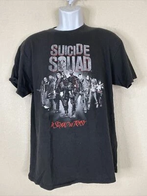 Six Flags Men Size L Black Suicide Squad Movie T Shirt Short Sleeve - Image 1 of 4