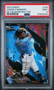 2024 Topps Finest #198 JUNIOR CAMINERO Sky Blue Refractor /250 - PSA 9 - Picture 1 of 2