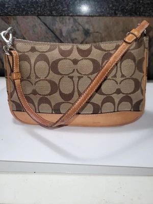 Vintage Coach 6094 Signature Demi Mini  Hand Bag Tan Canvas Leather Y2K Purse - Image 1 of 4