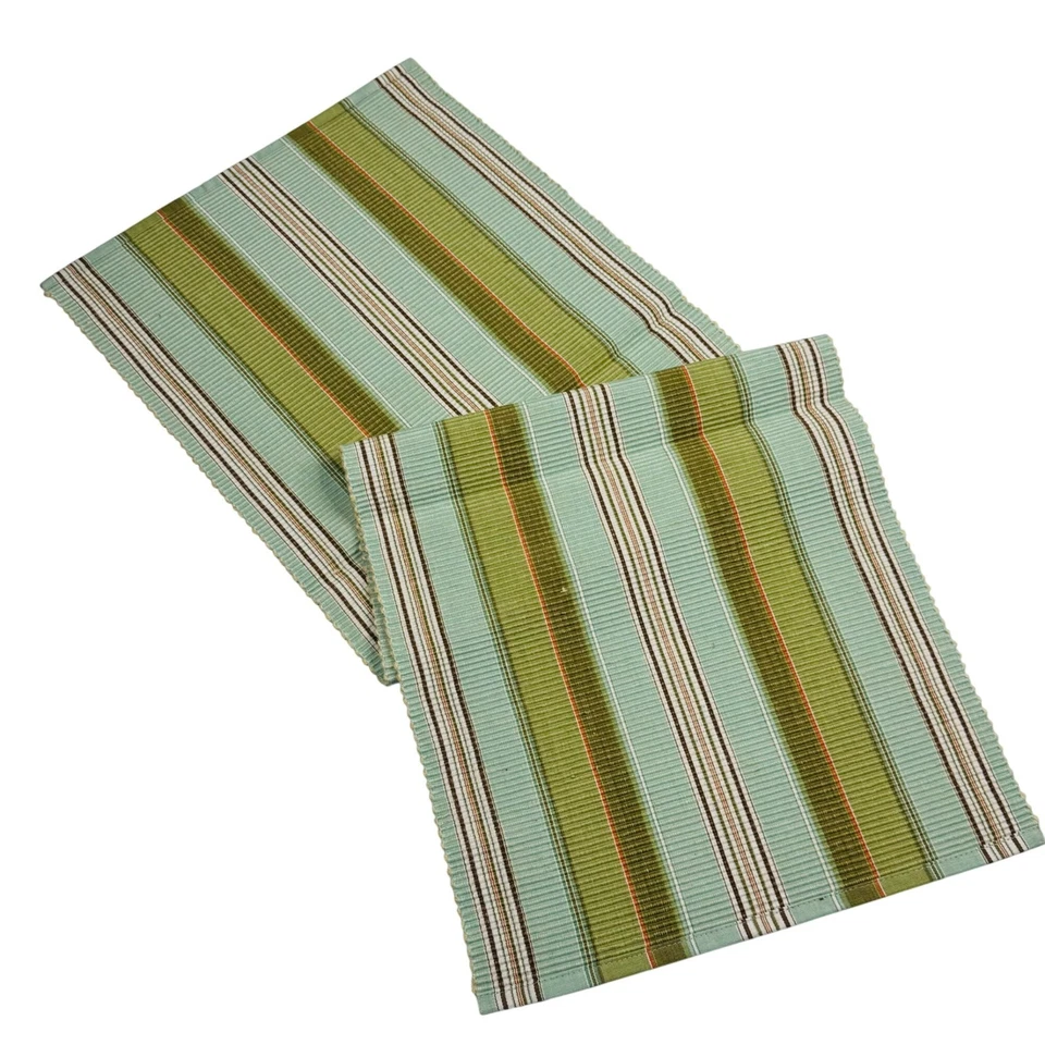 Corredor de mesa Park Designs Robin's Egg verde azul a rayas algodón acanalado 36 pulgadas Foto 1 de 2