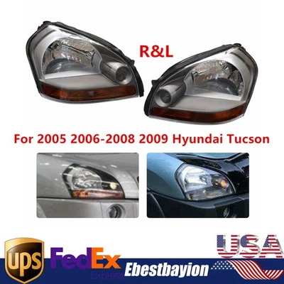 Pair Headlights for Hyundai Tucson 2005 2006 2007 2008 2009 LH & RH Headlamps Foto 1 de 4