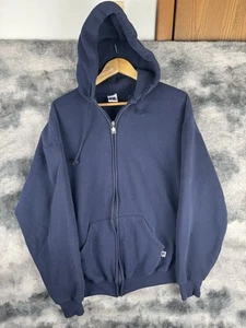 Vintage Y2K Russell Navy Zip Up Hoodie Men’s XL 1087 - Picture 1 of 9