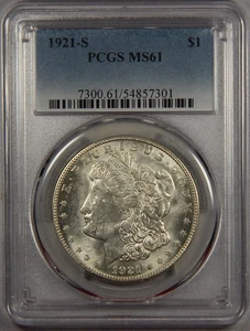 1921-S Morgan Silber Dollar PCGS MS61 1 $ - Bild 1 von 3