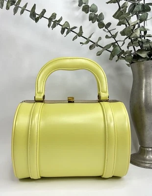 Bolsa de mão vintage anos 50 anos 1960 Lou Taylor Miami cano de vinil amarelo, anos 50 e 60 - Imagem 1 de 4