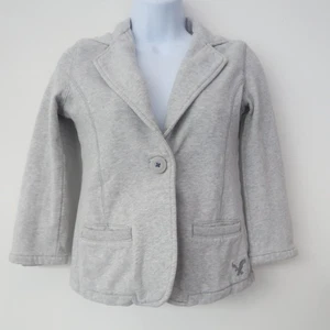 Vtg Y2K American Eagle Blazer XS Grey Knit Preppy Logo 3/4 Sleeve - Picture 1 of 14