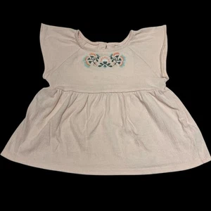 Carter’s Girls Light Pink Cap Sleeve Tunic Shirt Floral Embroidery Size 4T EUC  - Picture 1 of 6
