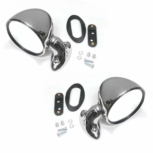 PAIR OF CLASSIC MINI GP BULLET DOMED STYLE CHROME STAINLESS STEEL DOOR MIRRORS - Picture 1 of 3