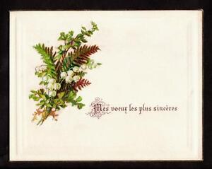 c.1890 lys de la vallée autocollant add on carte de vœux victorienne france