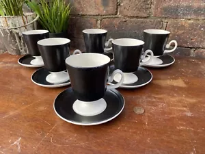 Vintage Mid Century Carlton Ware OSLO Black & White Tea Coffee Cups & Saucers - Picture 1 of 15