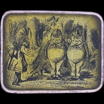 Libro Tweedledee Tweedledum Alicia Aventura País de las Maravillas Años 70 Hebilla de Cinturón De Colección Foto 1 de 2