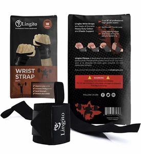 Wrist Wraps with Thumb Loops and Lifting Straps Lingito Professional Pair 18" - Picture 1 of 9