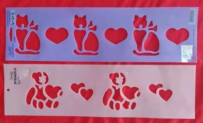 2 PLANTILLAS DE PINTURA A CUADROS SIMPLES 1991 OSO DE PELUCHE 28522 CORAZÓN DE GATO 28527 NUEVAS Foto 1 de 4