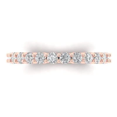 1.2 ctw Zirconia Diamond Eternity Ring for Women | 14K Rose Gold Wedding Band - Image 1 of 4