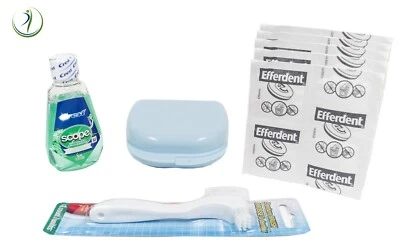 Kit de cuidado de retenedor de ortodoncia tabletas de limpieza cepillo mira enjuague bucal y estuche Foto 1 de 4