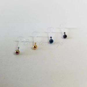 4 Stück 16 g 5/16 Zoll Bio-Flex 2,5 mm Kugel oben Steck Labret Monroe Lippenring flexibel - Bild 1 von 3