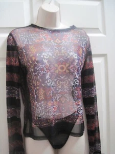 Damen Medium Sexy Halbtransparent Langarm Top & Tangas Bohemian Style Neu - Bild 1 von 14