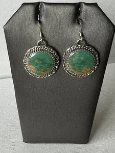 Pendientes Círculo Turquesa Avin Joe Plata Esterlina Navajo Firmados E3197 - Imagen 1 de 3