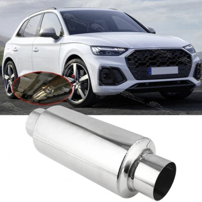 Silenciador de tom profundo ressonador de escape 2,5" entrada/saída 12" para Audi Q3 Q5 SQ5 Q7 - Imagem 1 de 4