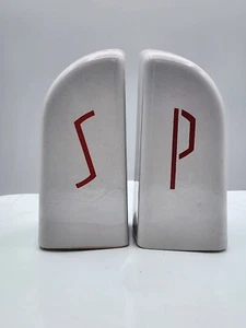 Vintage Art Deco Range Stove Salt And Pepper Shakers Red  Missing Corks 3.5” - Picture 1 of 6