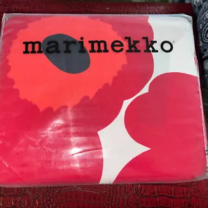 Marimekko King Bettbezug + 2 King Shams Unikko Rot Blumen Baumwolle Neu - Bild 1 von 5