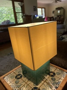 Crate And Barrel Square Turquoise Blue Table Lamp - Picture 1 of 10