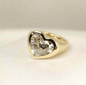 Heart Cut Simulated Diamond Engagement Wedding Ring 14K Yellow Gold Plated - Picture 1 of 3