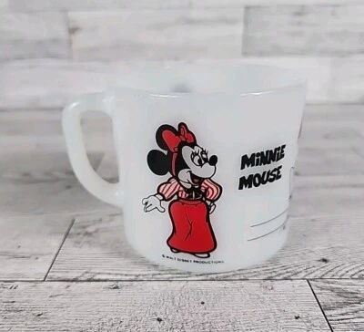 Taza de vidrio de leche Anchor Hocking Disney taza Mickey Minnie Mouse de colección EE. UU.  Foto 1 de 4