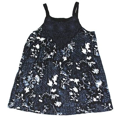 Top Max Jeans Floral Sin Mangas Bordado Panel Volantes Negro Talla XS Foto 1 de 4