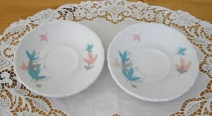 Platillos Hojas Vintage Shenango China RESTAURANTE ROSA TURQUESA ~ Juego de 2 ~ - Imagen 1 de 6