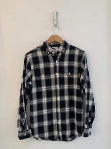 Mens Old Navy Black White Plaid Long Sleeve Button Down Shirt Size Small