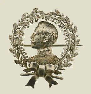 Brosche Kaiser Wilhelm II mit Eichenkranz ca. 1900 - ca. 4,6 Gramm - Bild 1 von 7