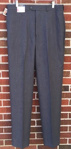 PANTALONE UOMO NUOVO CON ETICHETTE ROUNDTREE & YORK GRIGIO PIATTO DAVANTI EASY CARE COMFORT ALTO 36x36 - Foto 1 di 7