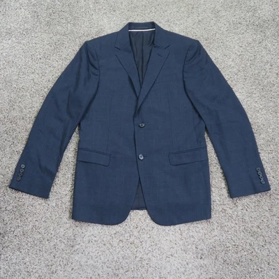 Z Zegna Blazer 男式 40R 美国蓝色羊毛落 8 双扣西装夹克运动外套 — 第 1/4 张图片