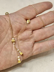 Ungewöhnliche Vintage 14k Gelbgold Lariat Quaste Halskette 16" plus Tropfen - Bild 1 von 7