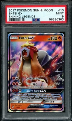2017 Pokemon SM Shining Legends Entei GX #10 PSA 9 MINT - Image 1 of 2